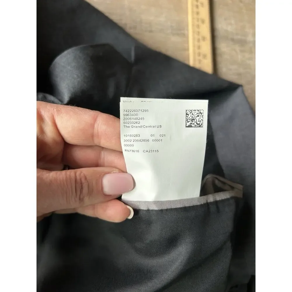 Hugo Boss Mens 40L Gray Virgin Wool Blazer Two Button Sport Coat Jacket